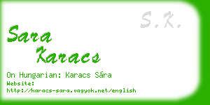 sara karacs business card